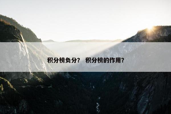 积分榜负分？ 积分榜的作用？