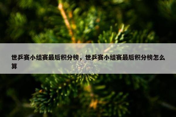 世乒赛小组赛最后积分榜，世乒赛小组赛最后积分榜怎么算