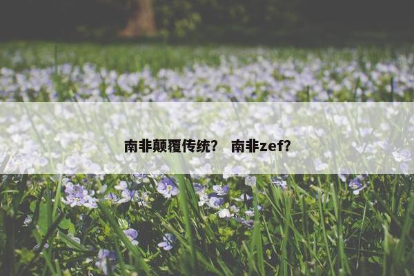 南非颠覆传统？ 南非zef？