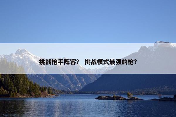 挑战抢手阵容？ 挑战模式最强的枪？