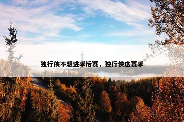 独行侠不想进季后赛，独行侠这赛季