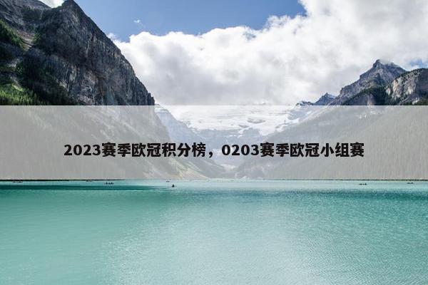2023赛季欧冠积分榜，0203赛季欧冠小组赛