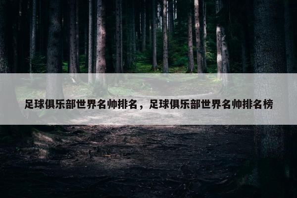 足球俱乐部世界名帅排名，足球俱乐部世界名帅排名榜