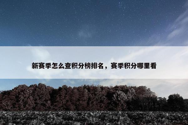 新赛季怎么查积分榜排名，赛季积分哪里看