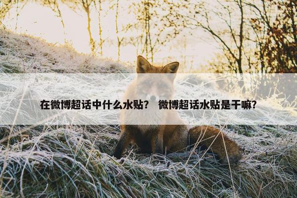 在微博超话中什么水贴？ 微博超话水贴是干嘛？