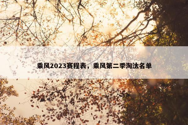 乘风2023赛程表，乘风第二季淘汰名单