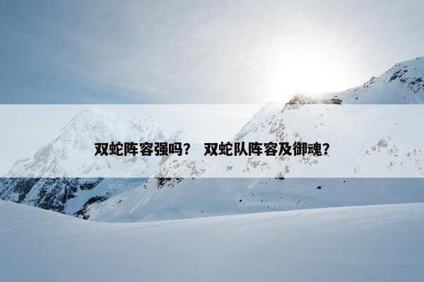 双蛇阵容强吗？ 双蛇队阵容及御魂？