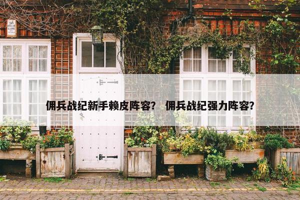佣兵战纪新手赖皮阵容？ 佣兵战纪强力阵容？