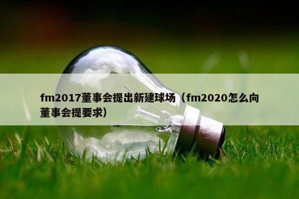 fm2017董事会提出新建球场（fm2020怎么向董事会提要求）