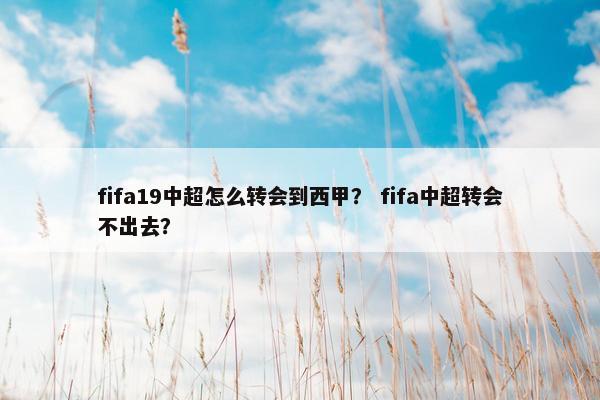 fifa19中超怎么转会到西甲？ fifa中超转会不出去？