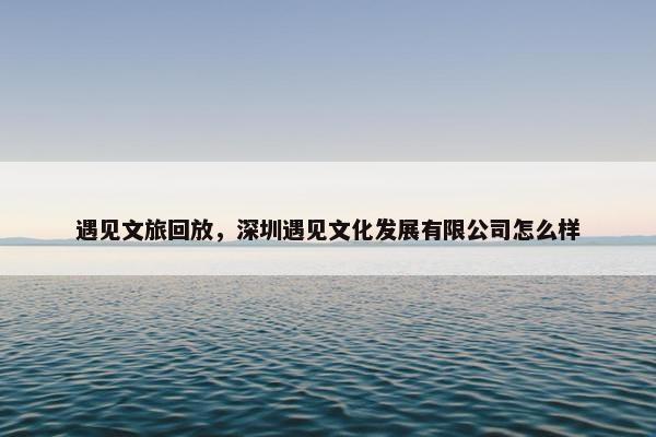 遇见文旅回放，深圳遇见文化发展有限公司怎么样