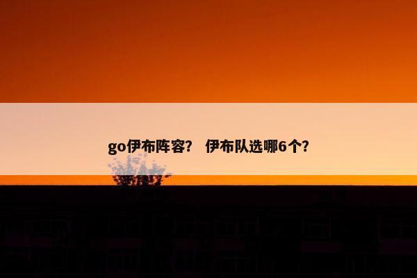 go伊布阵容？ 伊布队选哪6个？