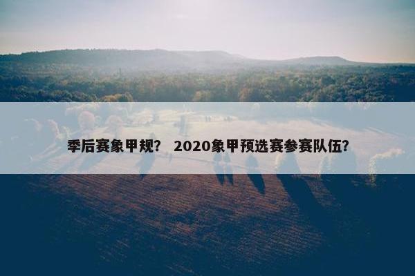 季后赛象甲规？ 2020象甲预选赛参赛队伍？
