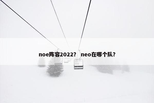 noe阵容2022？ neo在哪个队？