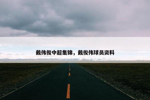 戴伟俊中超集锦，戴俊伟球员资料