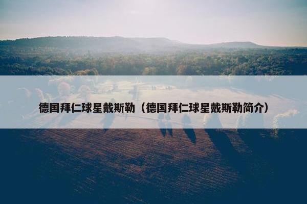 德国拜仁球星戴斯勒（德国拜仁球星戴斯勒简介）