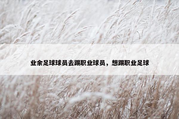 业余足球球员去踢职业球员，想踢职业足球