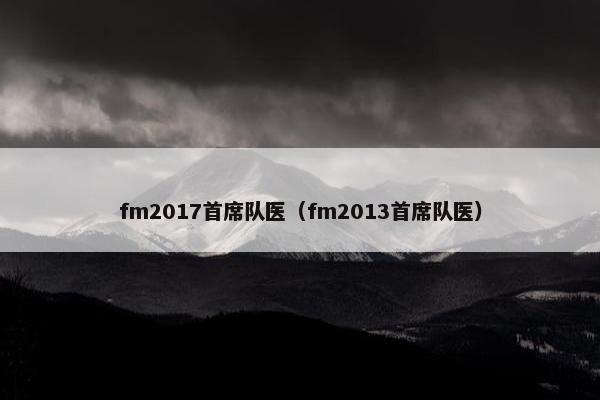 fm2017首席队医（fm2013首席队医）