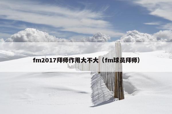 fm2017拜师作用大不大（fm球员拜师）