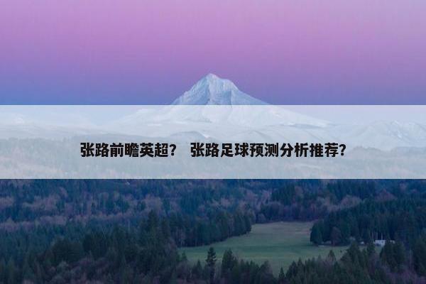 张路前瞻英超？ 张路足球预测分析推荐？