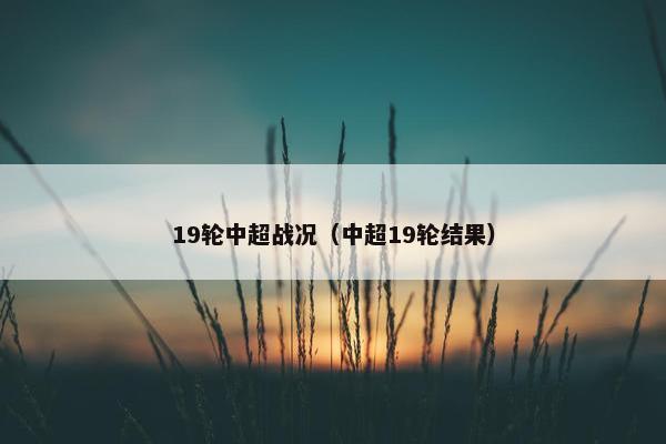 19轮中超战况（中超19轮结果）