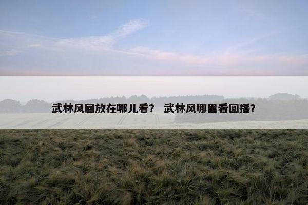 武林风回放在哪儿看？ 武林风哪里看回播？