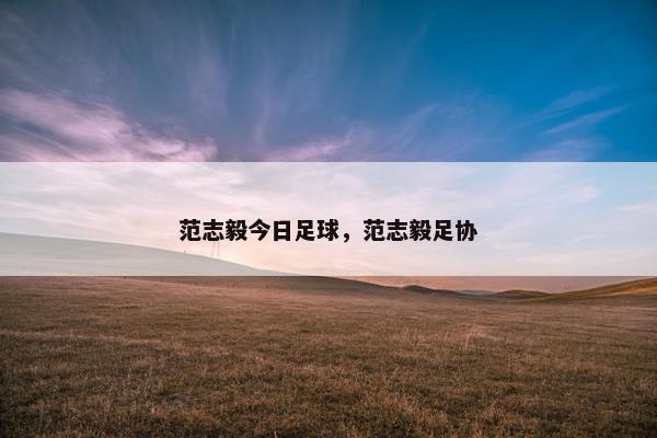 范志毅今日足球，范志毅足协