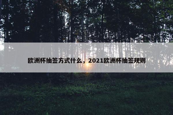欧洲杯抽签方式什么，2021欧洲杯抽签规则