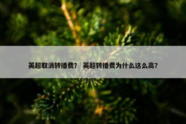 英超取消转播费？ 英超转播费为什么这么高？
