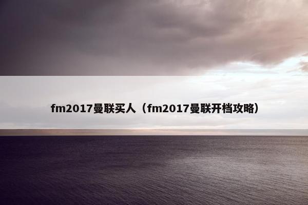 fm2017曼联买人（fm2017曼联开档攻略）