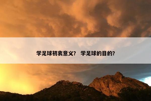 学足球初衷意义？ 学足球的目的？