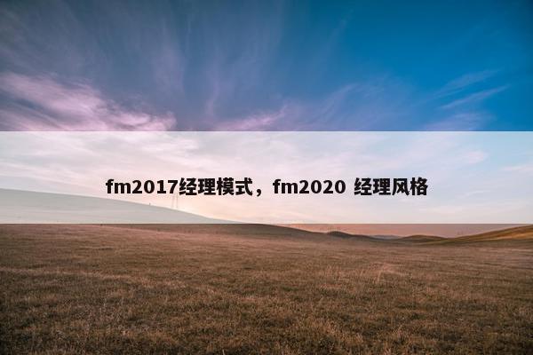 fm2017经理模式，fm2020 经理风格