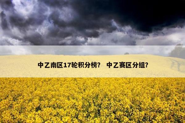 中乙南区17轮积分榜？ 中乙赛区分组？