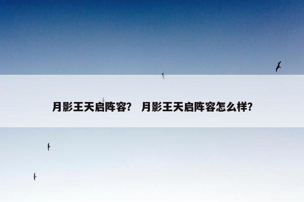 月影王天启阵容？ 月影王天启阵容怎么样？