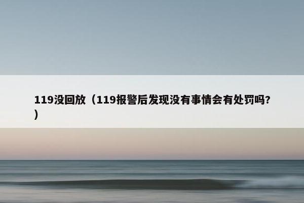 119没回放（119报警后发现没有事情会有处罚吗?）