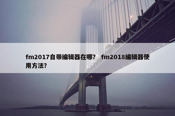 fm2017自带编辑器在哪？ fm2018编辑器使用方法？