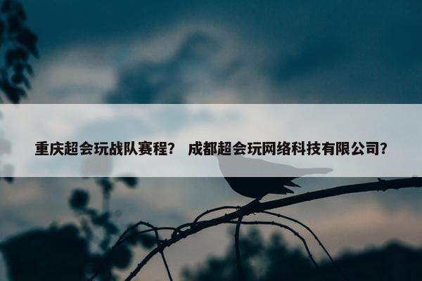 重庆超会玩战队赛程？ 成都超会玩网络科技有限公司？