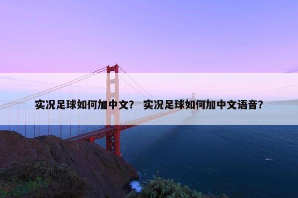 实况足球如何加中文？ 实况足球如何加中文语音？